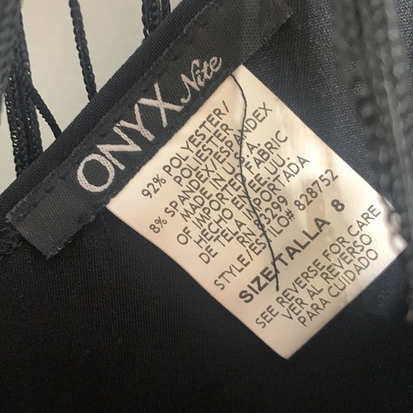 Onyx Nite Black Fringe macramé Flirty Shift dress mini size 8 women’s - Picture 4 of 6